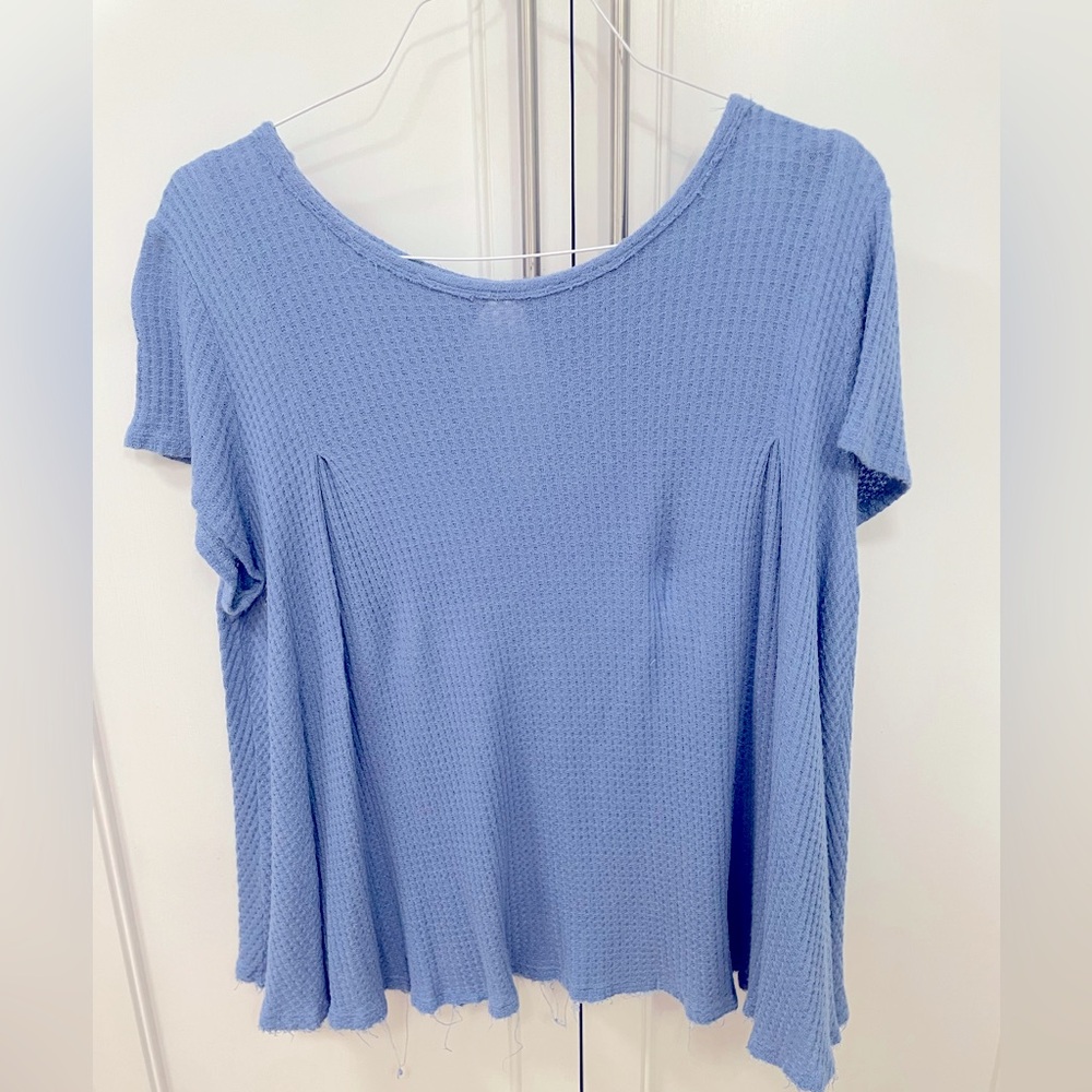 EASEL blue Detail Long Sleeve Blouse Size Large